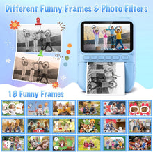 Load image into Gallery viewer, Exciting Instant Print Kids Camera with Built-in Flash &amp; Color Pencils - Blue