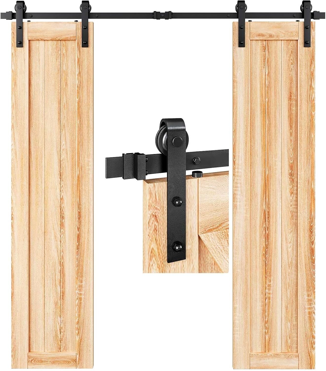 Durable 6FT Double Door Heavy-Duty Barn Door Hardware Track - Perfect for Aisles