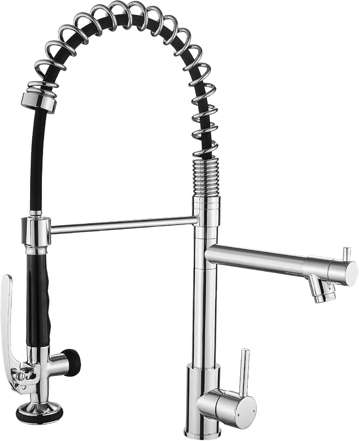 Heavy-Duty Chrome Single Handle Kitchen Faucet with High Arc & Pull Down Sprayer