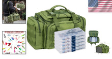 Load image into Gallery viewer, Durable Fishing Tackle Bag with 60 Assorted Lures - Lightweight &amp; Convenient