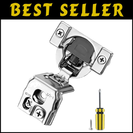 Adjustable 1-1/2 Inch Overlay Cabinet Hinges - 50 Soft Close Stainless Steel Set