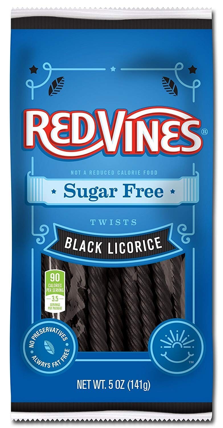 Classic Black Licorice Twists - Soft & Chewy, 12 Pack, Sugar Free Delight