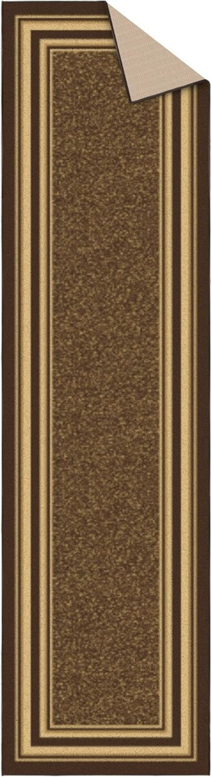 Non-Slip Brown Polypropylene Runner Rug 2'7" x 9'10" for High Traffic Areas
