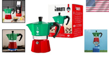 Load image into Gallery viewer, Iconic Moka Pot in Red and Green - 130ml Stovetop Espresso Maker for Travelers