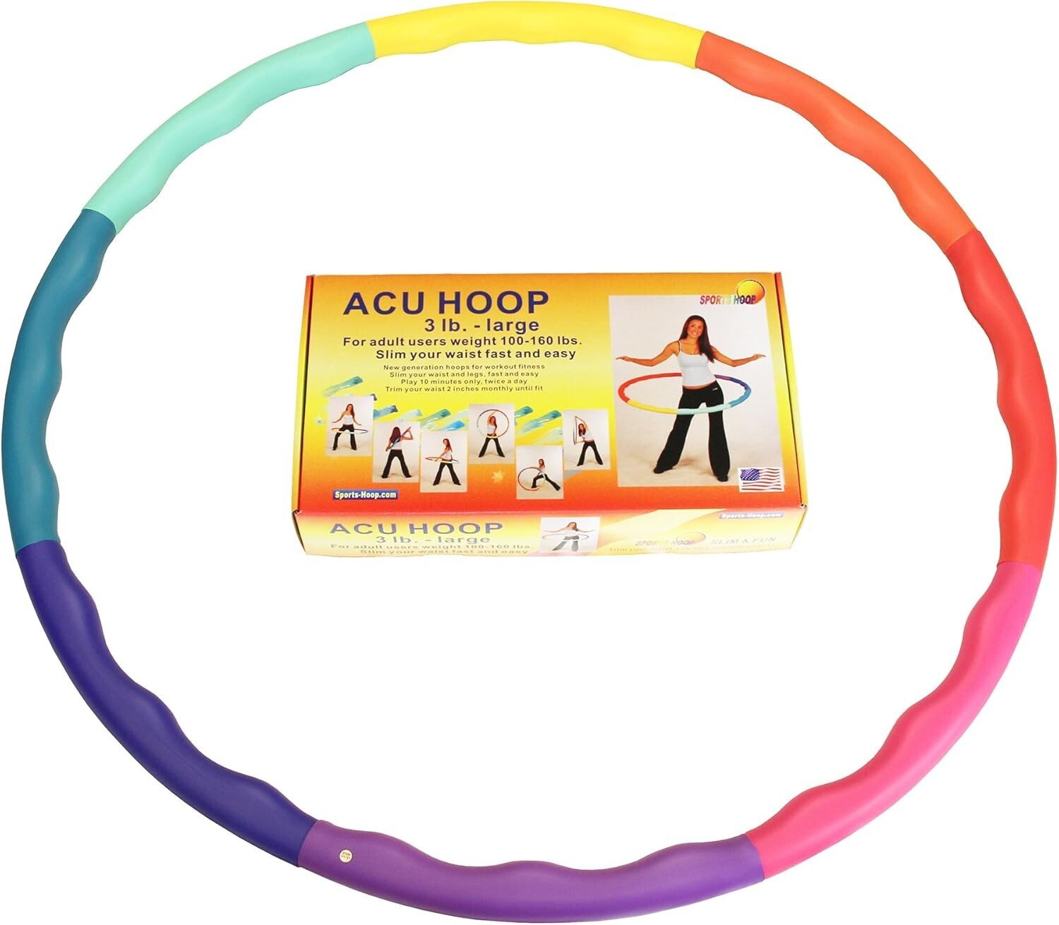 41-Inch Large Rainbow Hula Hoop - Boost Core Strength and Lose Weight Fast