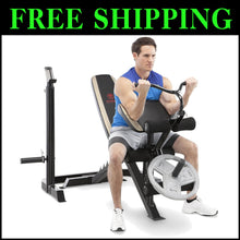 Load image into Gallery viewer, Olympic Weight Bench with Adjustable Back Pad &amp; Storage for Strength Training