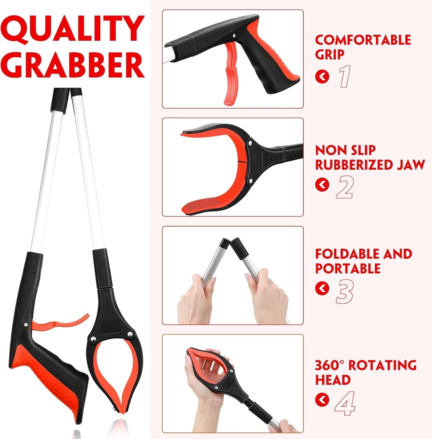 Elderly Mobility Aids - 6 Pack 32 Inch Grabber Reachers with Non-Slip Grip