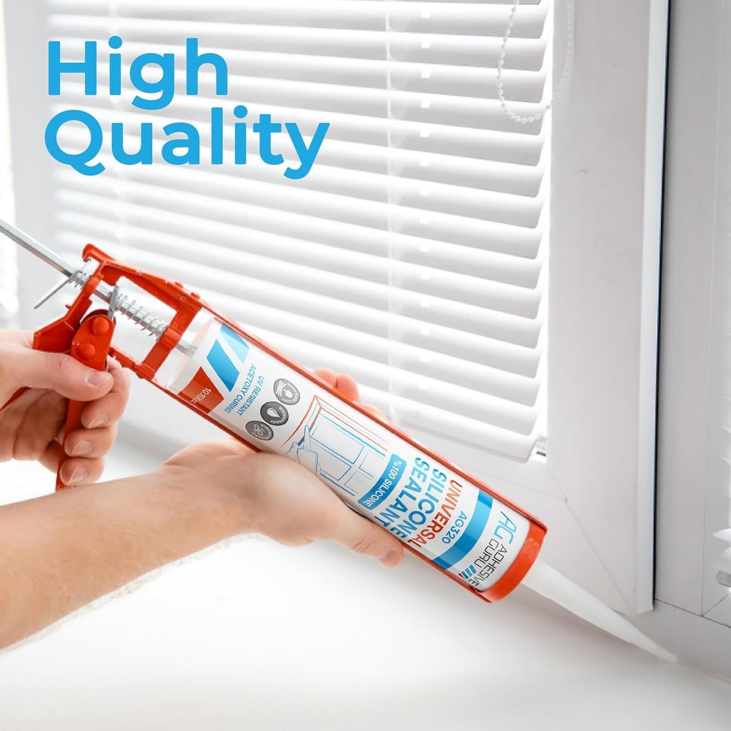 100% Silicone Clear Caulk Sealant - Weatherproof Adhesive for Indoor & Outdoor