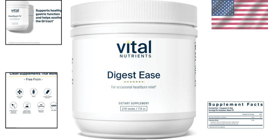 Digest Ease Natural Heartburn Relief Powder - 50 Servings of Gluten-Free Comfort