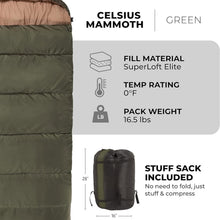Load image into Gallery viewer, King-Sized TETON Double Sleeping Bag with Compression Sack - Snuggle Together