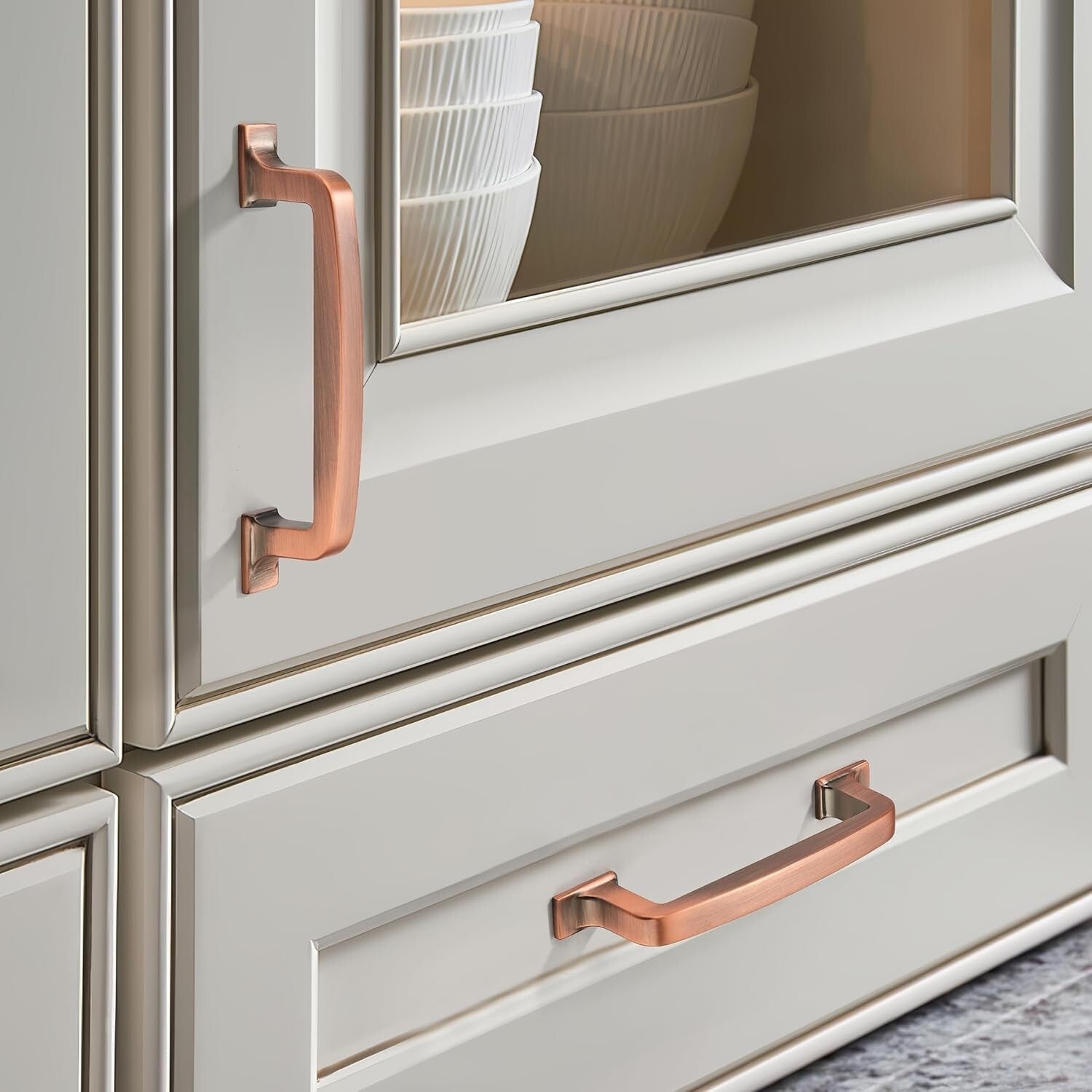 Durable Zinc Kitchen Cabinet Handles - 10 Pack of 5 Inch Antique Copper Pulls