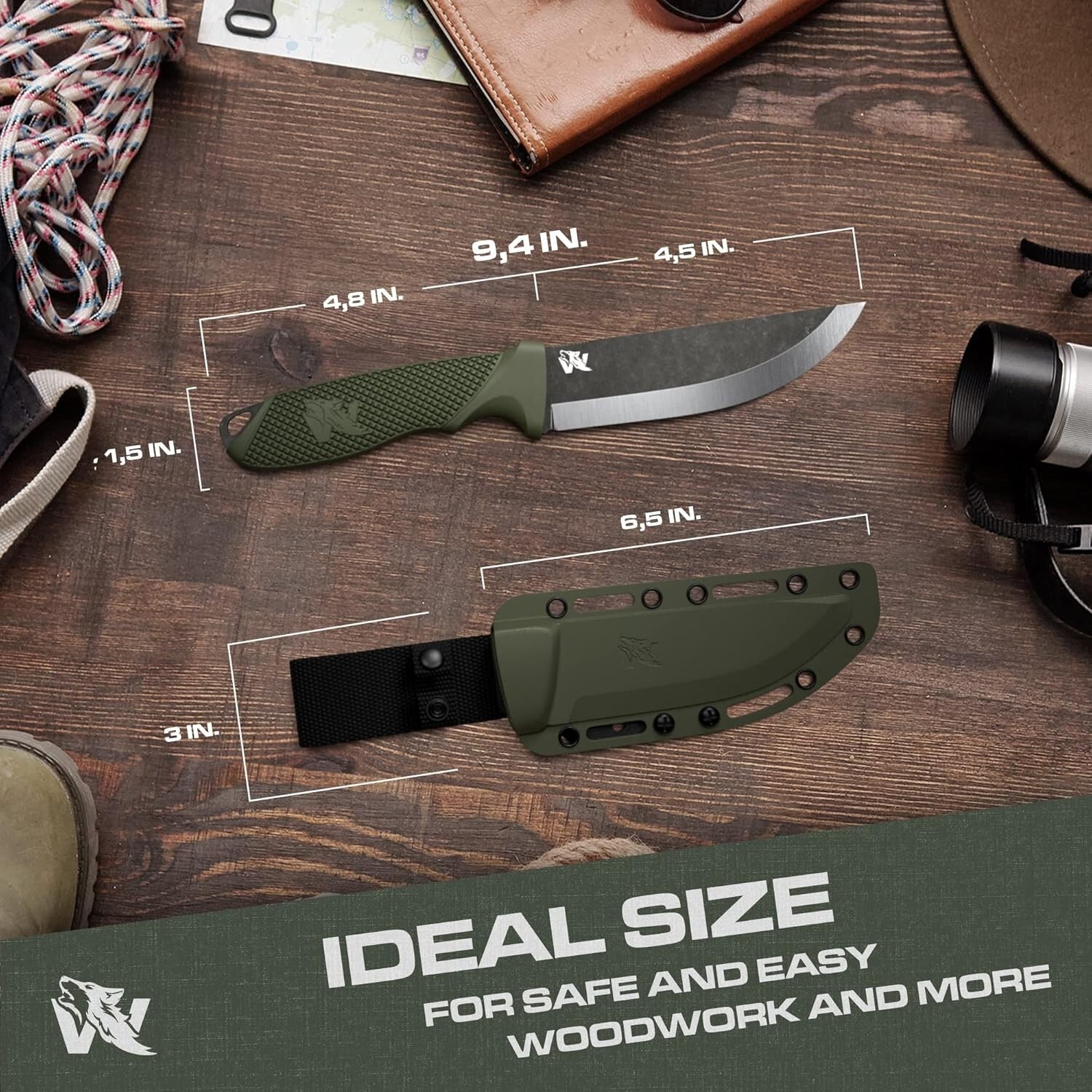 Weather-Resistant Fixed Blade Knife with 4.6" V-Grind Blade - Made for Adventure