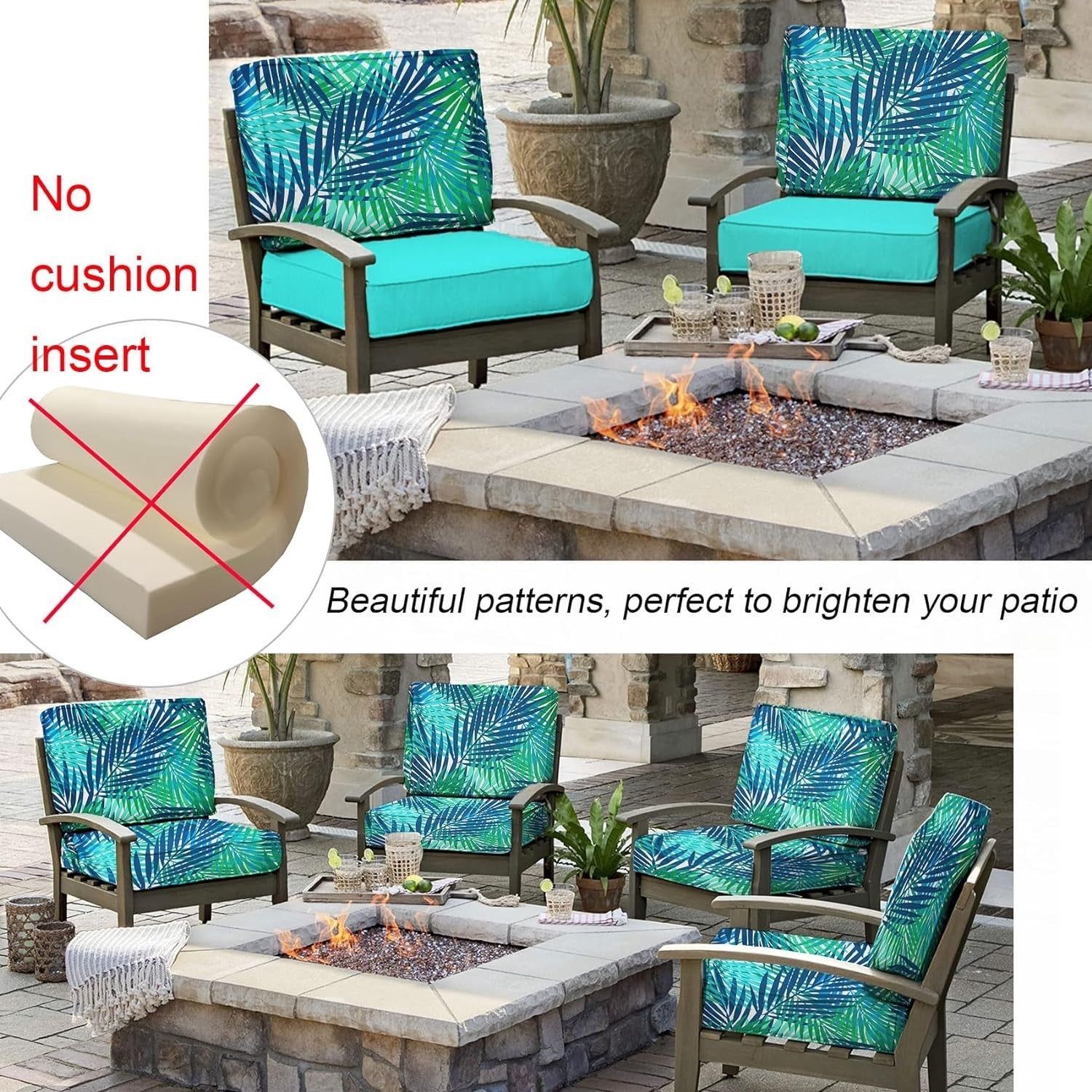 Waterproof Tropical Leaf Cushion Slipcovers Set of 4 - Outdoor Chair Protection