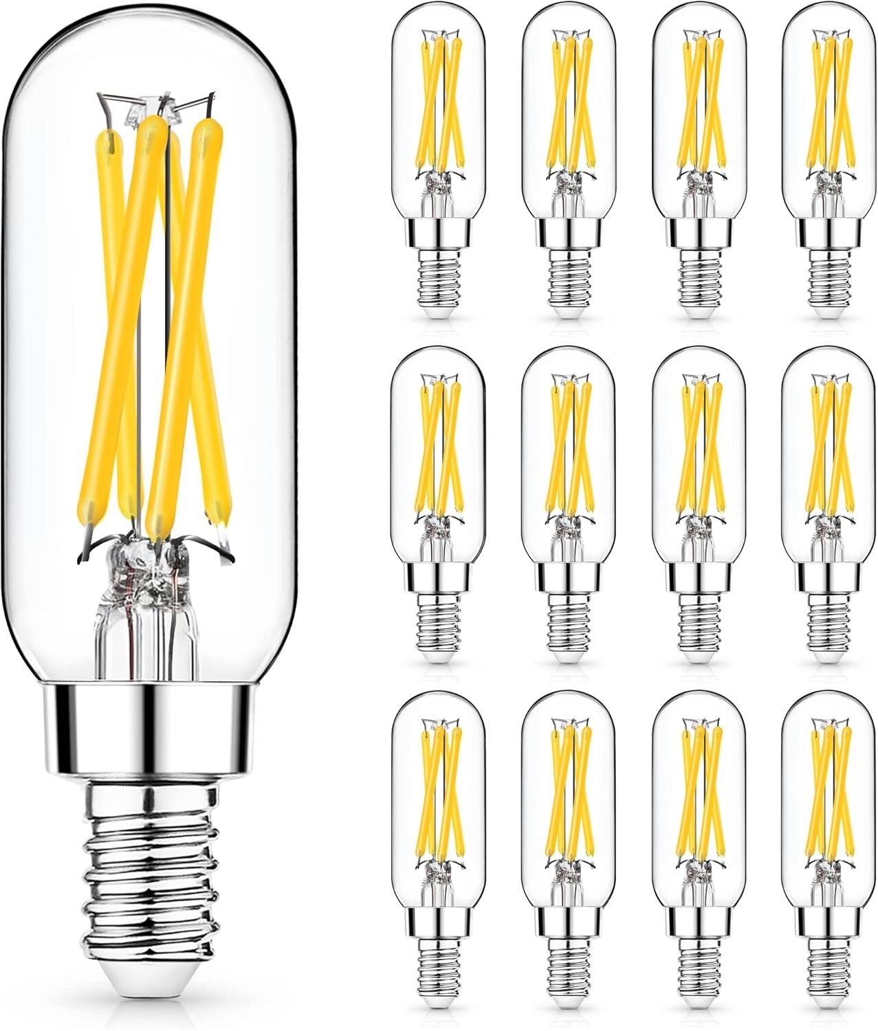 12 Pack Dimmable T6 LED E12 Bulbs - 4W (40W Equivalent) Clear 4000K Lighting