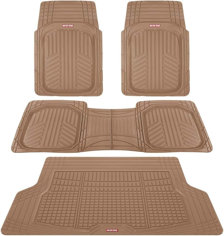 Deep-Dish Beige Car Floor Mats & Cargo Liner Set - Waterproof Protection for SUV