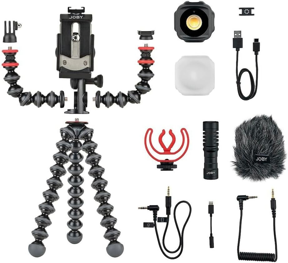 Lightweight GorillaPod Mobile Vlog Kit with Customizable Features & LED Light