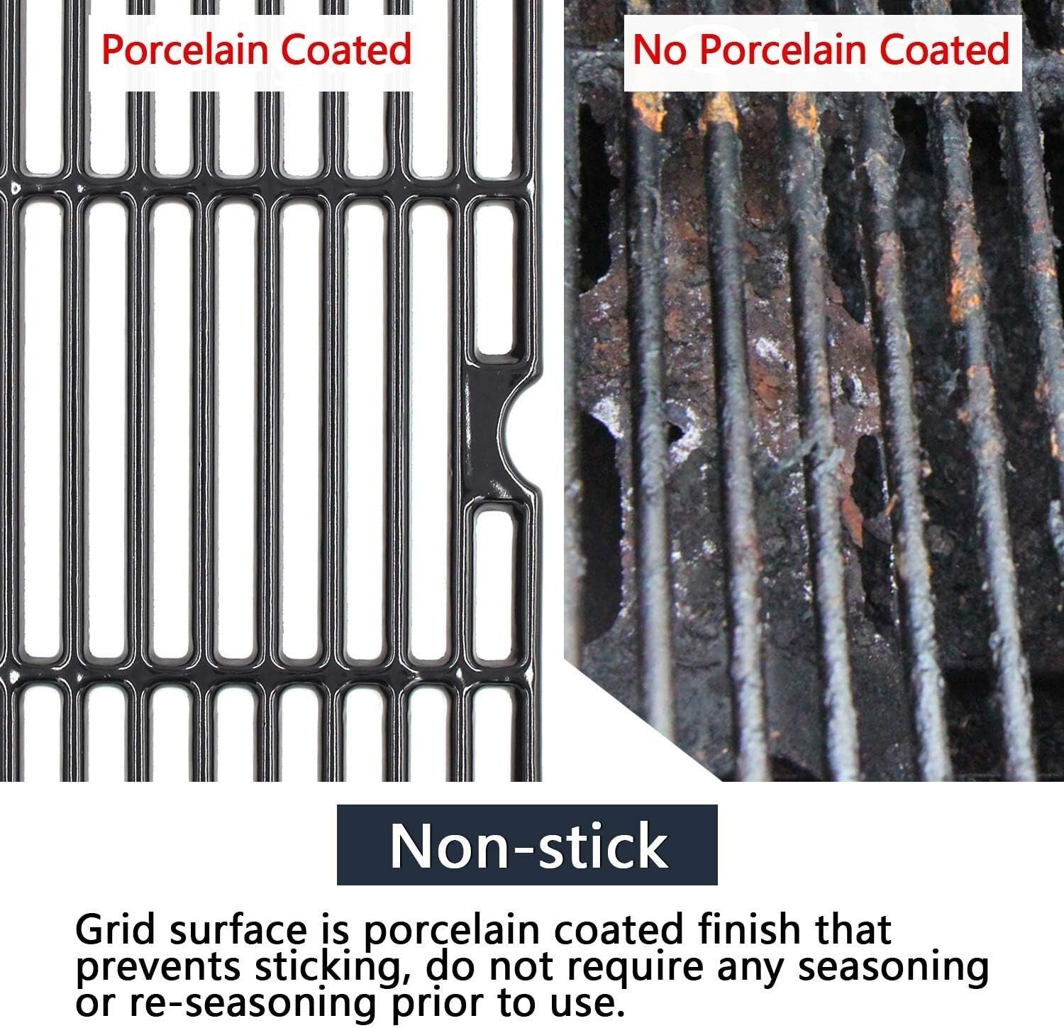 Heavy-Duty Replacement Grill Grates - Porcelain Cast Iron for CharBroil Models