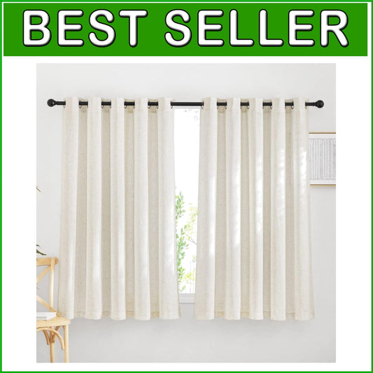 Elegant Linen Grommet Curtains 63" Long - 2 Panels for Light Filtering Privacy