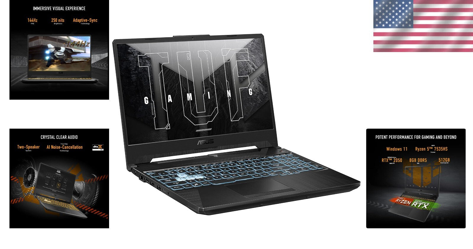 High-Performance TUF Gaming A15: 15.6" FHD 144Hz Display with RTX 2050 & Ryzen 5