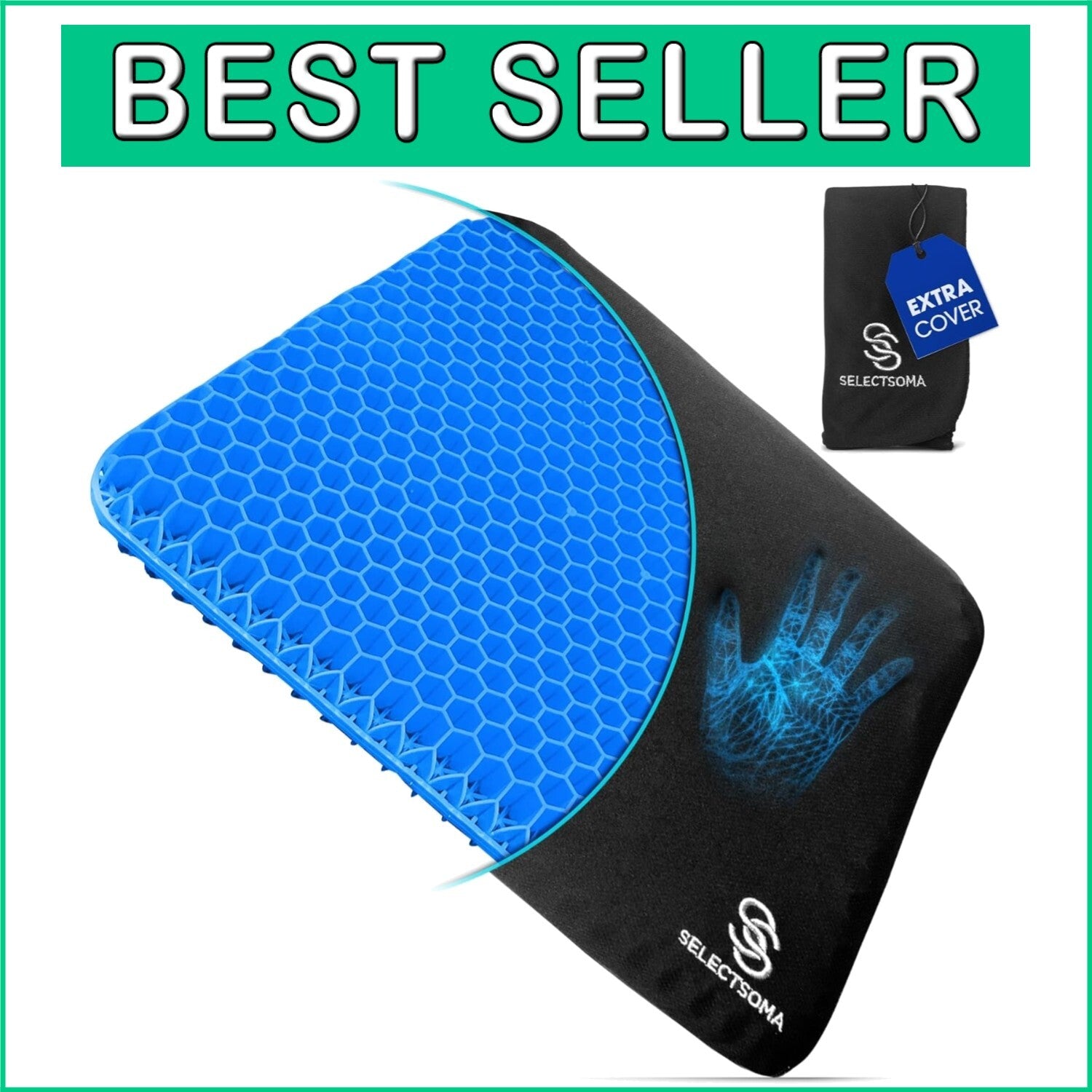 Lightweight Gel Seat Cushion for Office, Car & Wheelchair - Non-Slip Comfort