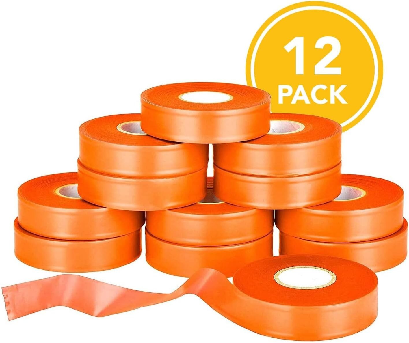 12 Pack Fluorescent Flagging Tape - High Visibility Marking Solution, 300 ft
