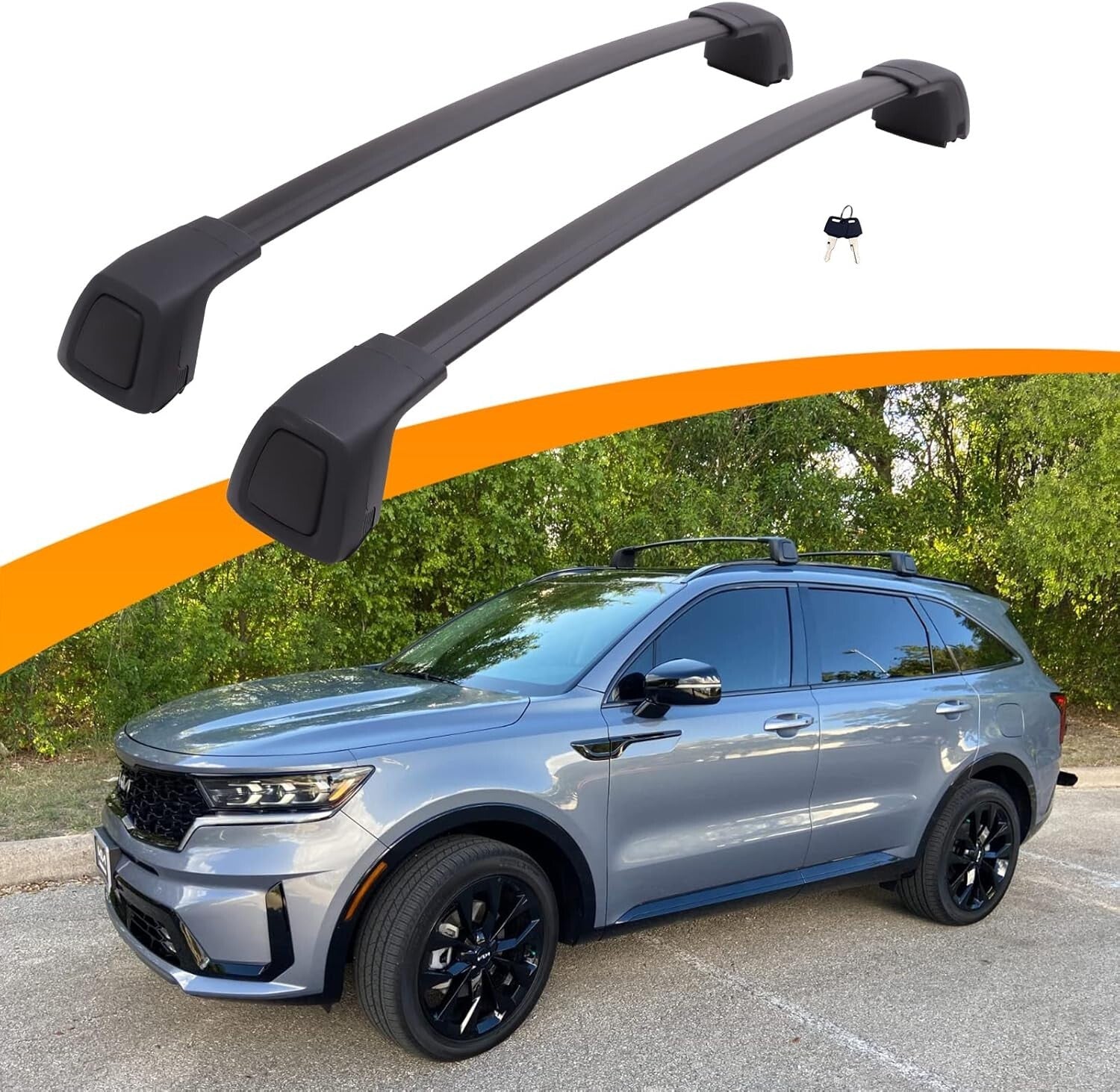 Aerodynamic Cargo Crossbars for Kia Sorento with Flush Side Rails (2021-2025)