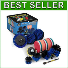 Load image into Gallery viewer, Professional 21-Piece Drill Brush Set with Blue Bristles for Pool and Boat Care