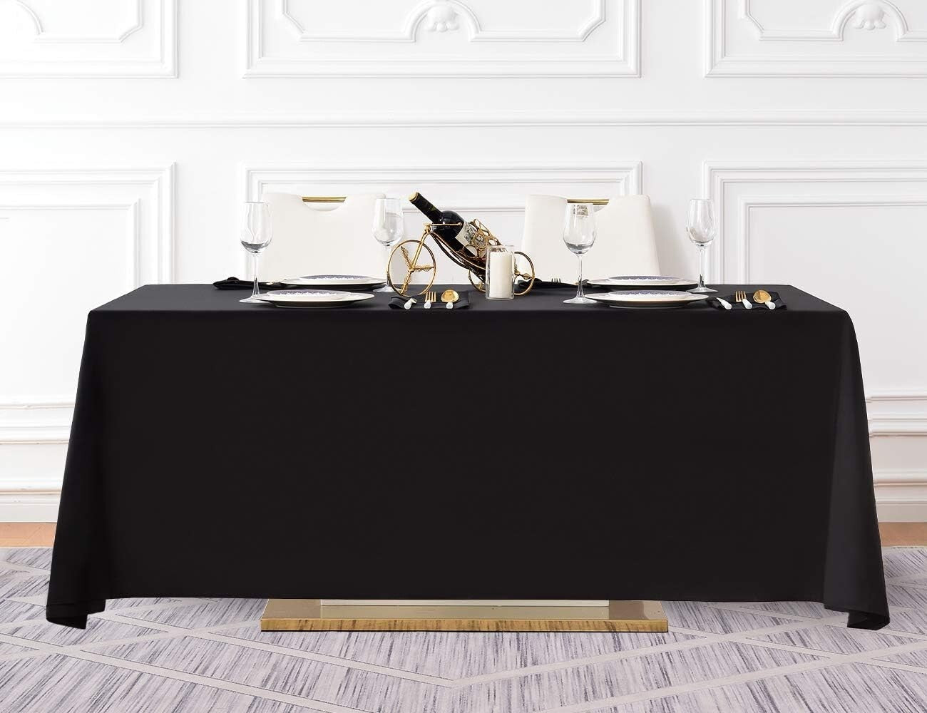 Durable 10-Pack Black Rectangular Tablecloths – Wrinkle Resistant and Versatile