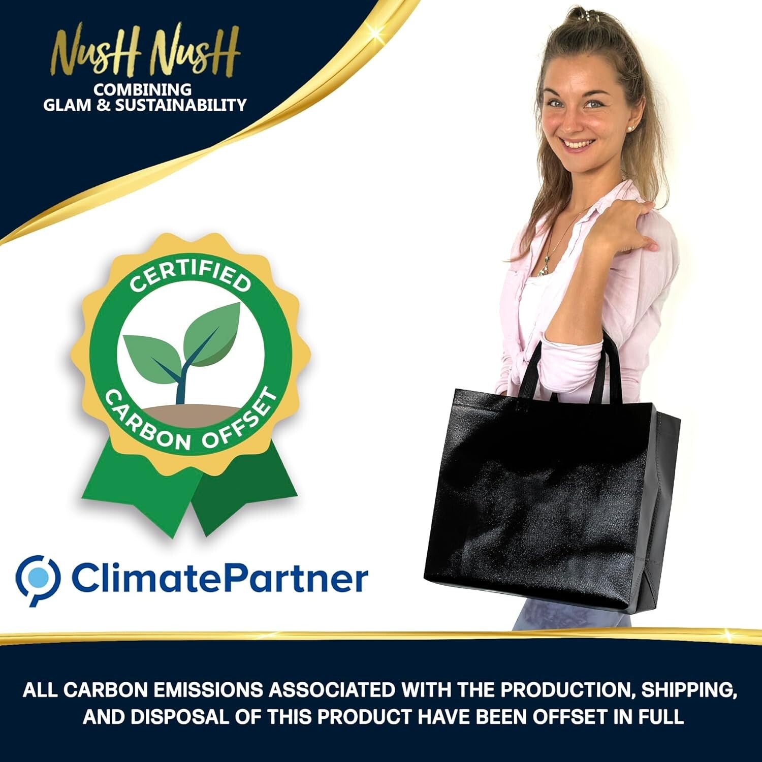 Premium Large Black Party Favor Bags in Bulk - Reusable and Elegant, Pack of 60