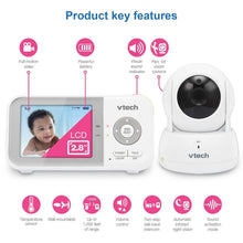 Load image into Gallery viewer, Pan-Tilt-Zoom Baby Monitor, 2.8” LCD Screen, Night Vision &amp; Temperature Sensor