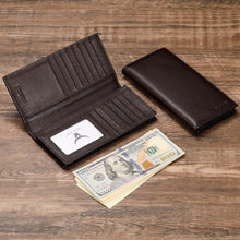Load image into Gallery viewer, Elegant Bifold Long Wallet in Genuine Pebbled Leather - 15 Card Holders Included