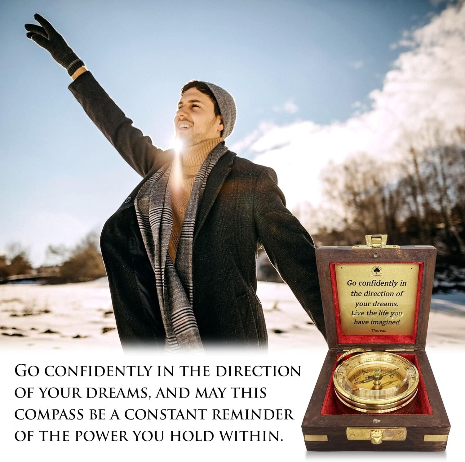 Unique Personalized Graduation Gift - Inspirational Compass with Keepsake Box