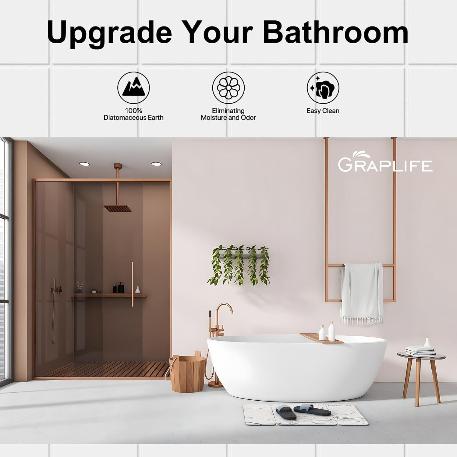 Diatomaceous Earth Non-Slip Bath Mat - 31.5X19.69" Fast-Drying White Elegance