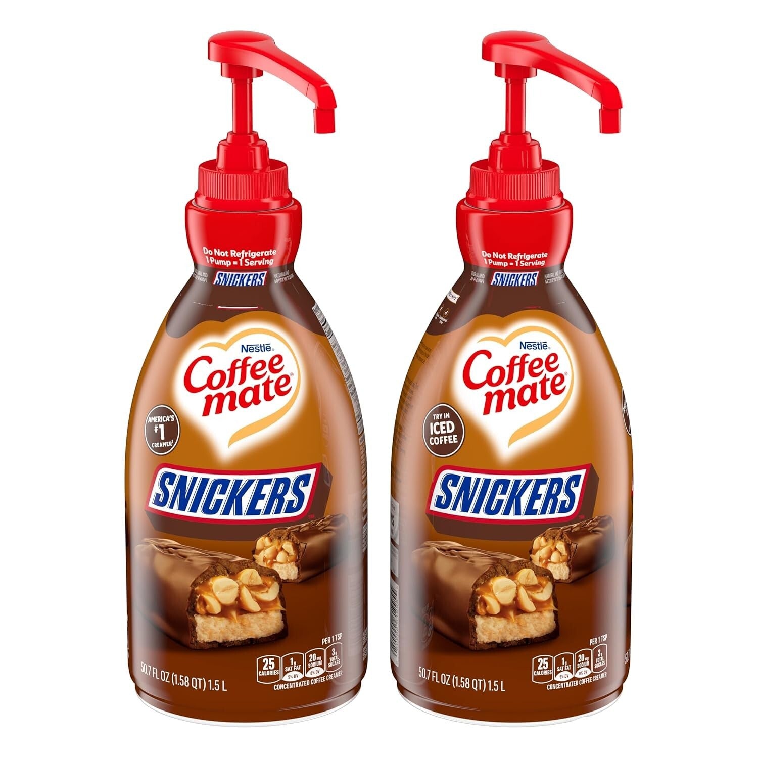 Delicious Snickers Liquid Coffee Creamer - 300 Servings in Easy Pump Bottle