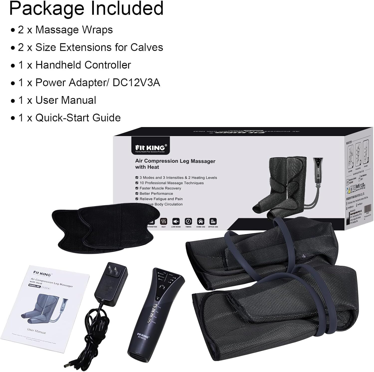 Heated Leg and Foot Massager - Air Compression for Circulation & Pain Relief