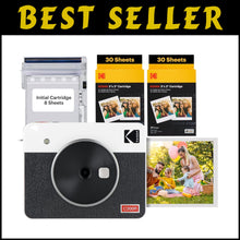 Load image into Gallery viewer, Portable Mini Shot 3 Retro Instant Camera &amp; 60 Sheet Photo Printer Bundle, White