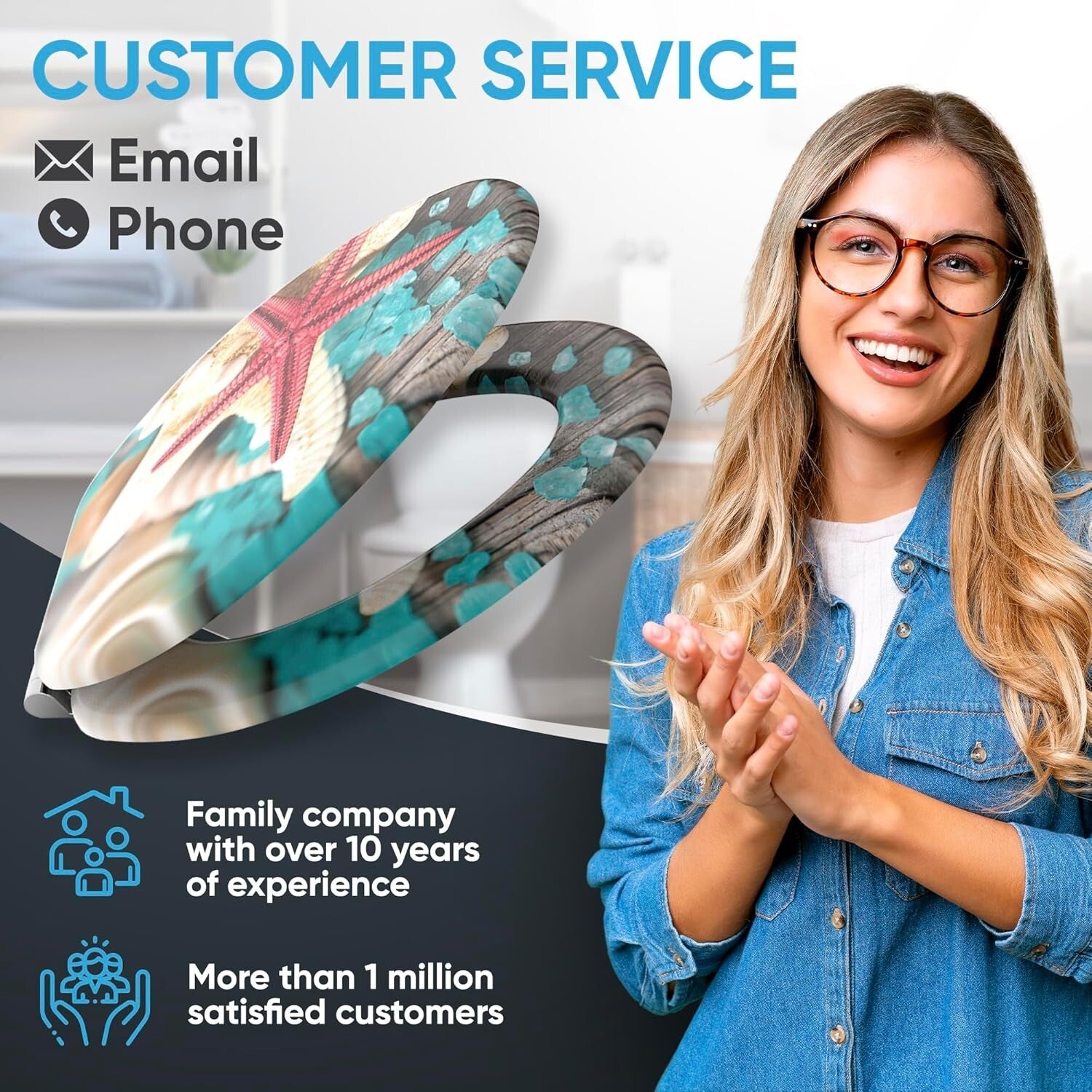 Elegant Elongated Toilet Seat - Soft Close Mechanism & Adjustable Hinges