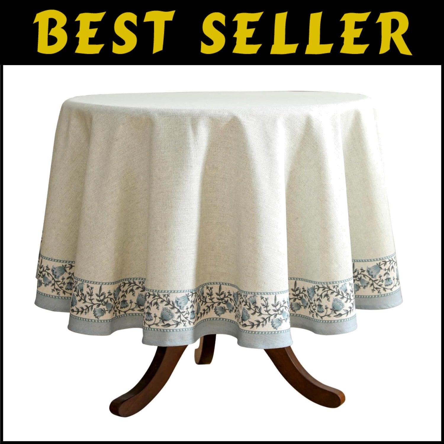Luxury 67” Round Table Cover with Exquisite Floral Design - Machine Washable
