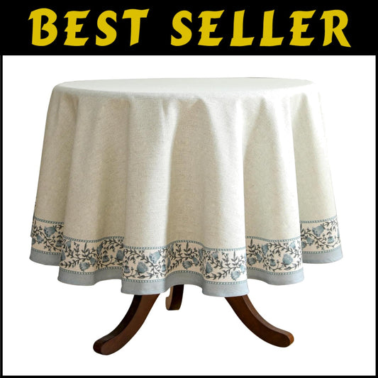 Luxury 67” Round Table Cover with Exquisite Floral Design - Machine Washable