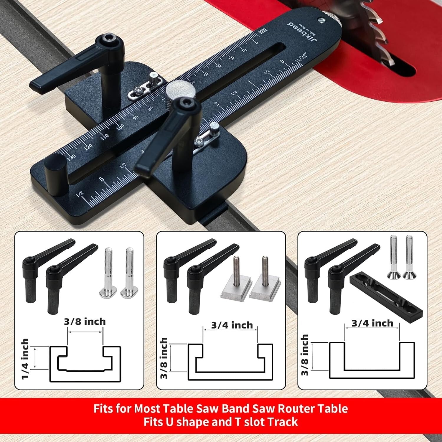 Durable Aluminum Thin Rip Jig for Table Saw - Laser-Engraved Precision Guide