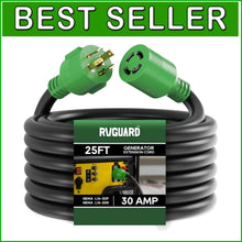 Load image into Gallery viewer, Weather-Resistant 25FT Generator Extension Cord - 10 Gauge Copper Power Solution