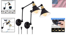 Load image into Gallery viewer, Set of 2 Dimmable Vintage Wall Sconces - Industrial Plug-In &amp; Hardwired Fixture