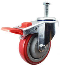 Load image into Gallery viewer, Heavy-Duty 4" Red Polyurethane Total Lock Casters – 300 lbs Capacity per Wheel