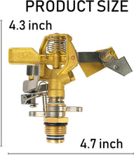 Load image into Gallery viewer, Heavy Duty 1/2 Inch Brass Impact Sprinklers - Adjustable 360° Coverage (4 Pack)
