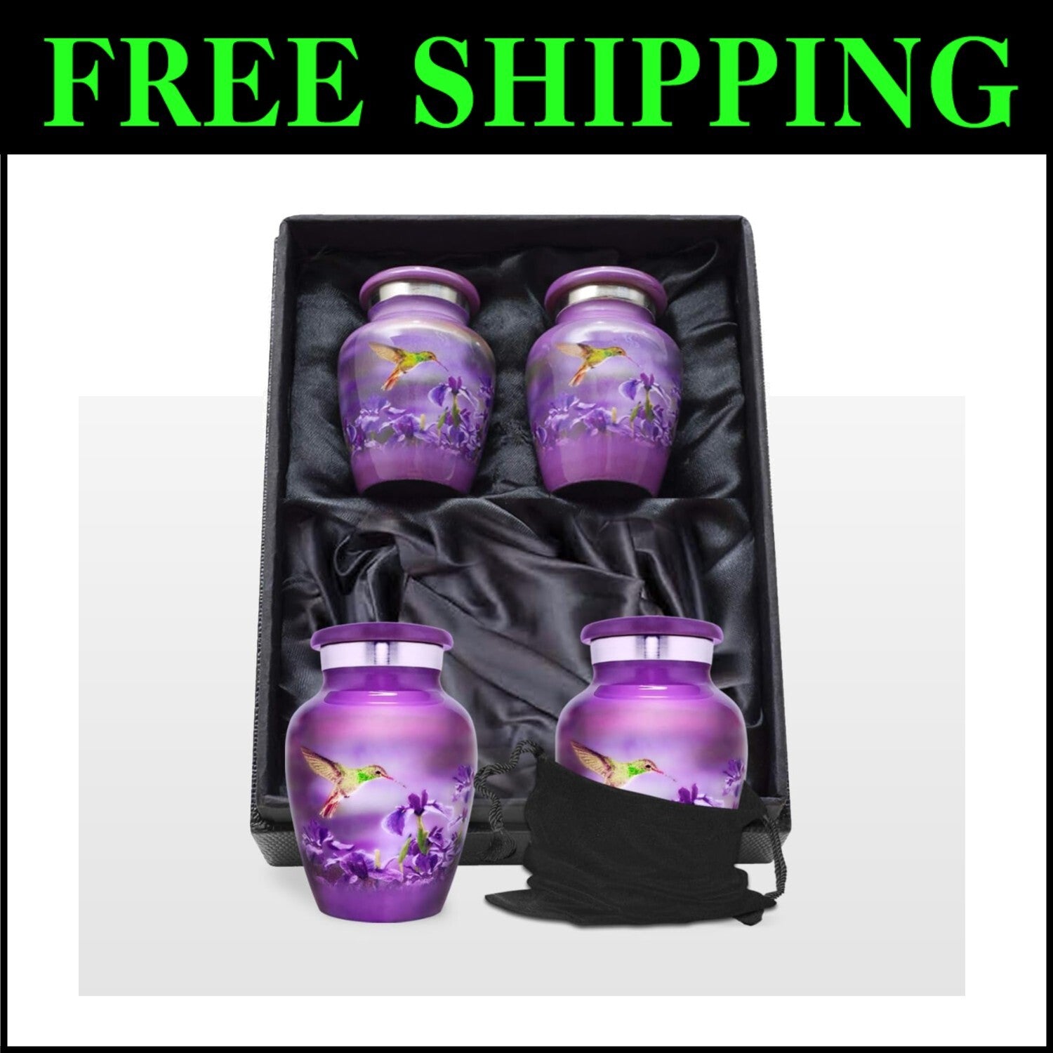 Compact Decorative Urns for Human Ashes – Hummingbird Design, 3 Cubic Inches