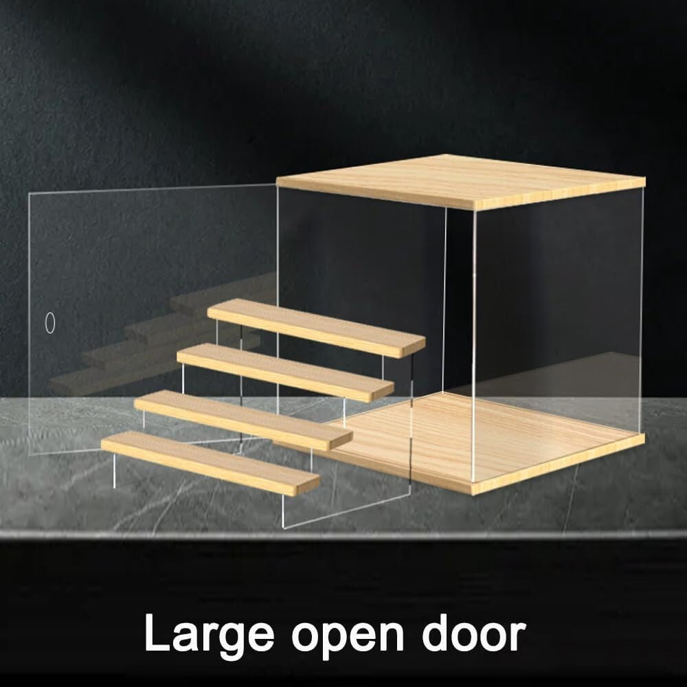 Modern 5-Tier Acrylic Showcase with Door & Wooden Base for Funko Pop Figures