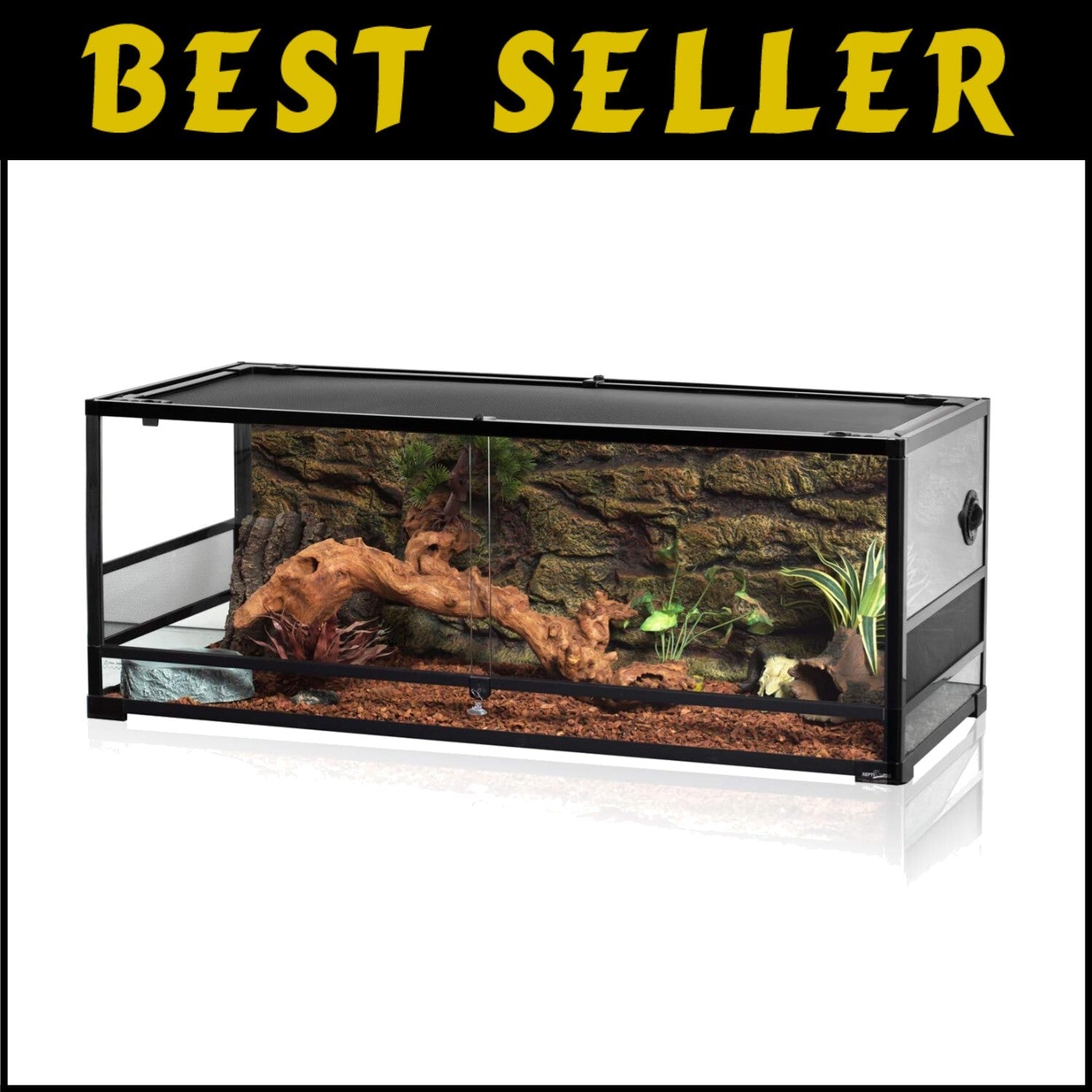 67-Gallon Large Glass Reptile Terrarium with Sliding Doors & Screen Ventilation