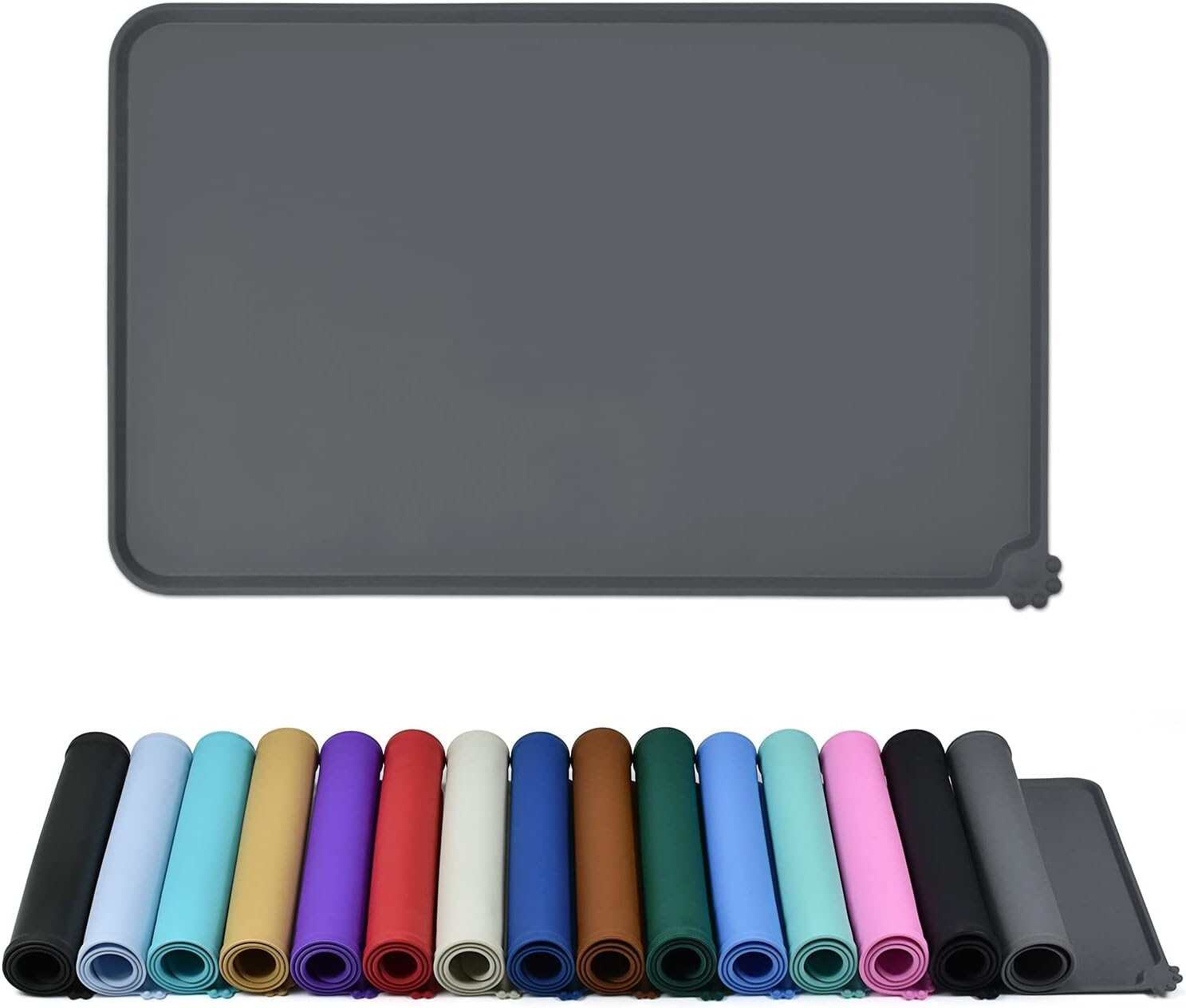 Durable Silicone Pet Feeding Mat - Anti-Spill Design for Dogs & Cats 32" x 24"