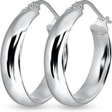 Load image into Gallery viewer, Elegant Sterling Silver Click-Top Hoop Earrings - Half Round Design Available
