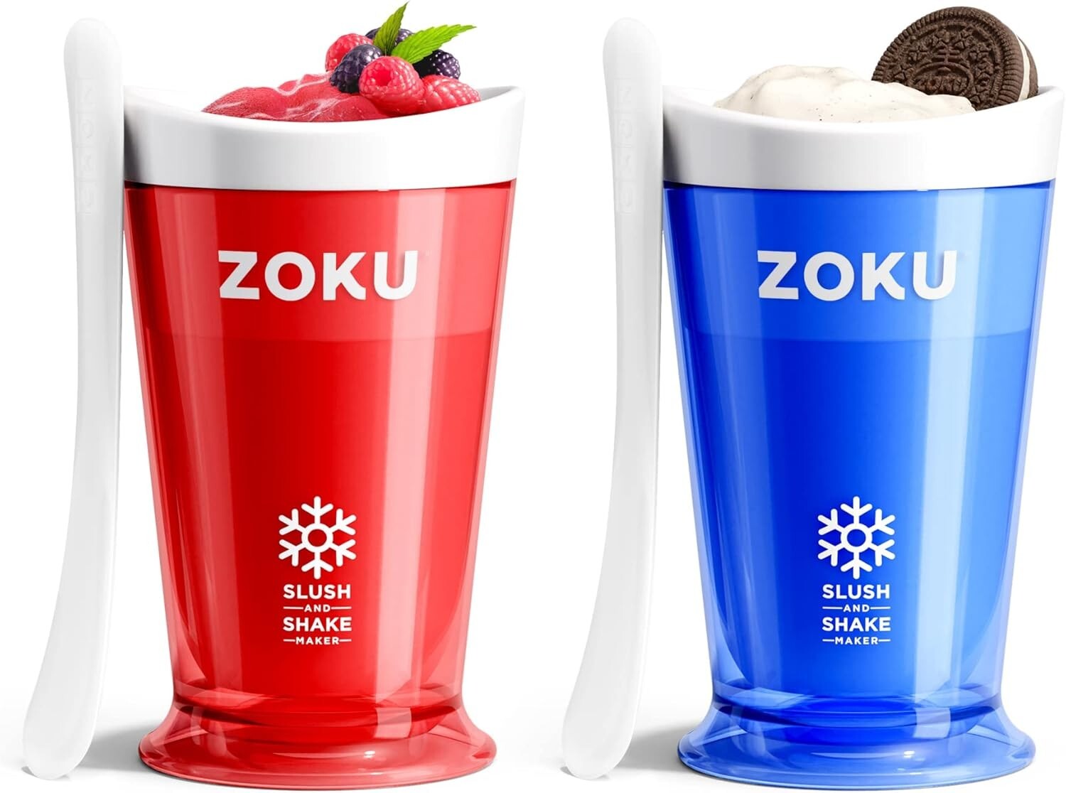 2 x 8-Ounce Slushy Cups with Innovative Spoons for Custom Flavor Creations